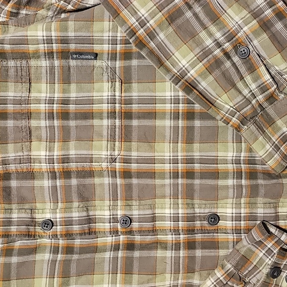 Mens Columbia Sportswear Brown Plaid Button Down Shirt Large - Picture 3 of 6